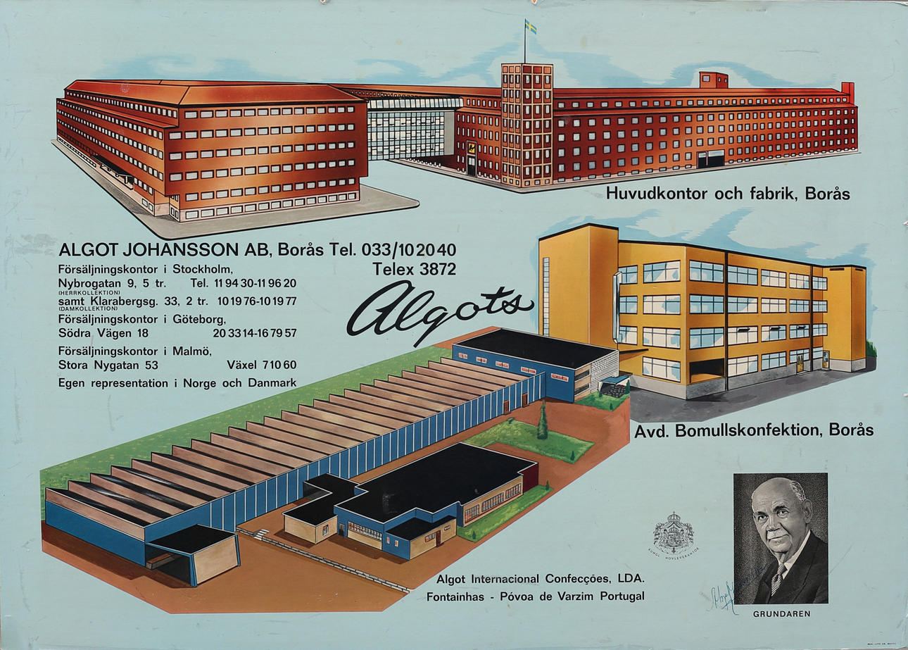 ADVERTISING BOARD on cardboard, Algots, Signed Algot Johansson.