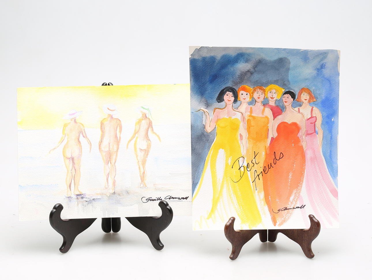 GUNILLA ANNWALL. Akvareller, 2 st, signerade.