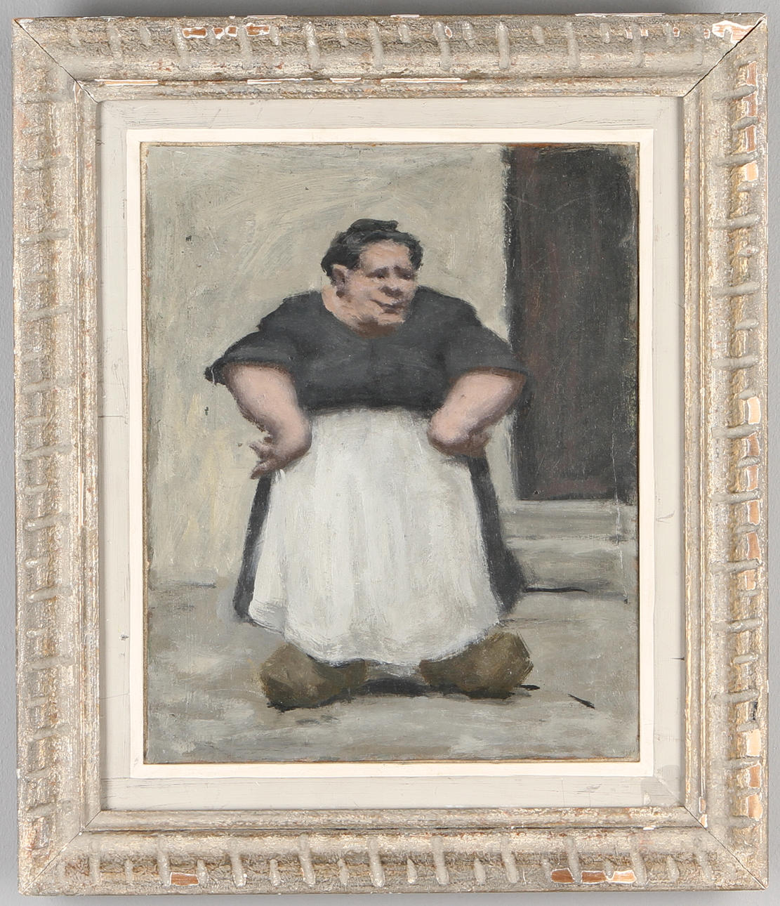 OKÄND KONSTNÄR. Frodig dam med träskor, olja, osignerad, 1900-tal.