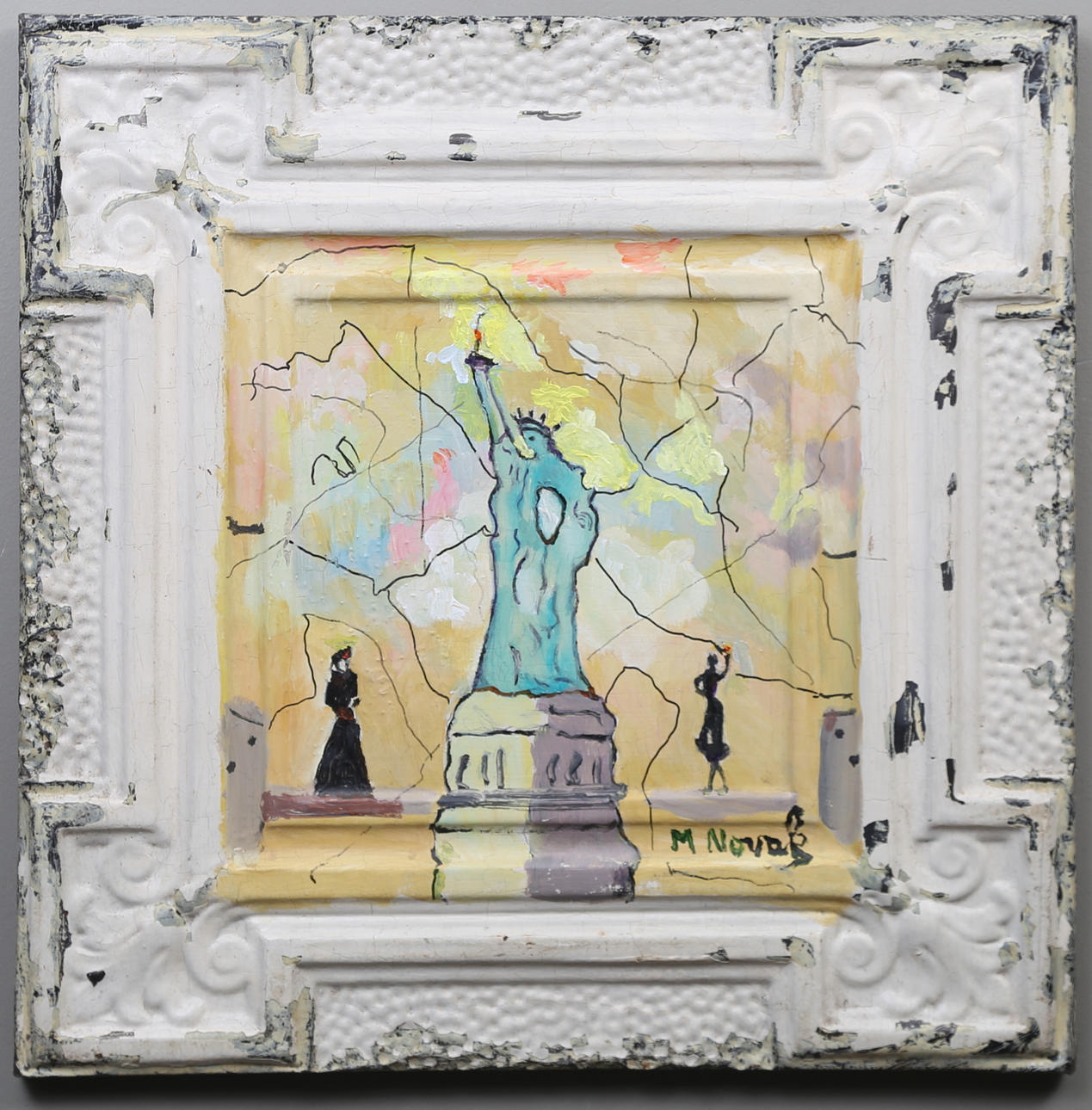 OIDENTIFIERAD KONSTNÄR. Mixed media, signed M Novak.