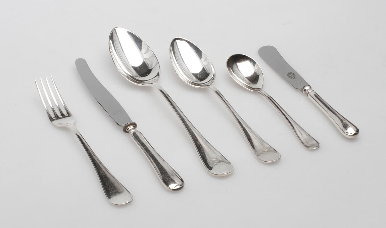 BESTICK, nysilver, 57 delar, "Svensk (rund)", 1900-tal.