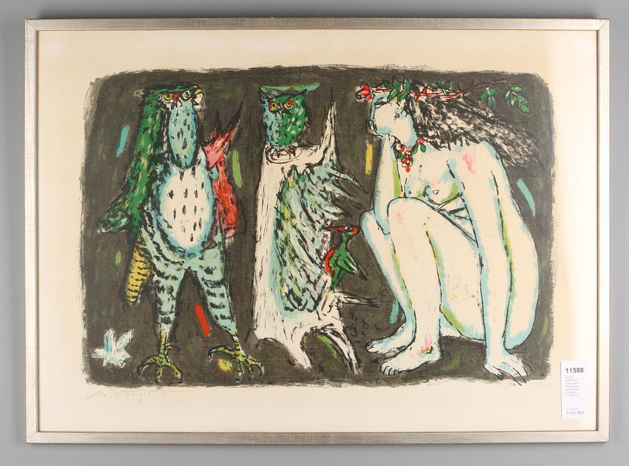 ALOIS CARIGIET. Komposition, färglitiografi, signerad och numrerad, 113/150.