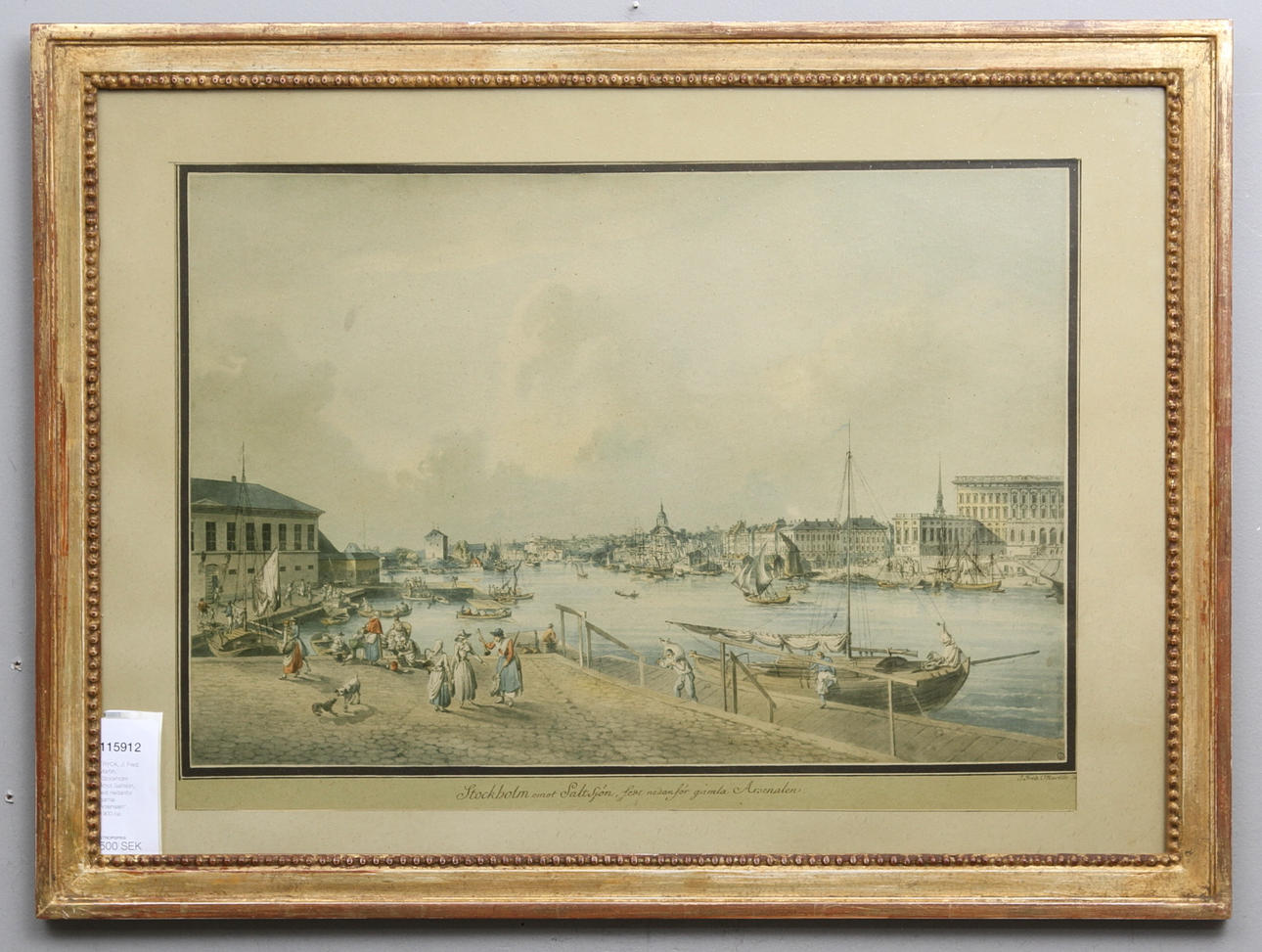 TRYCK, J: Fred. Martin, "Stockholm emot Saltsjön, fest nedanför gamla Arsenalen". 1900-tal.