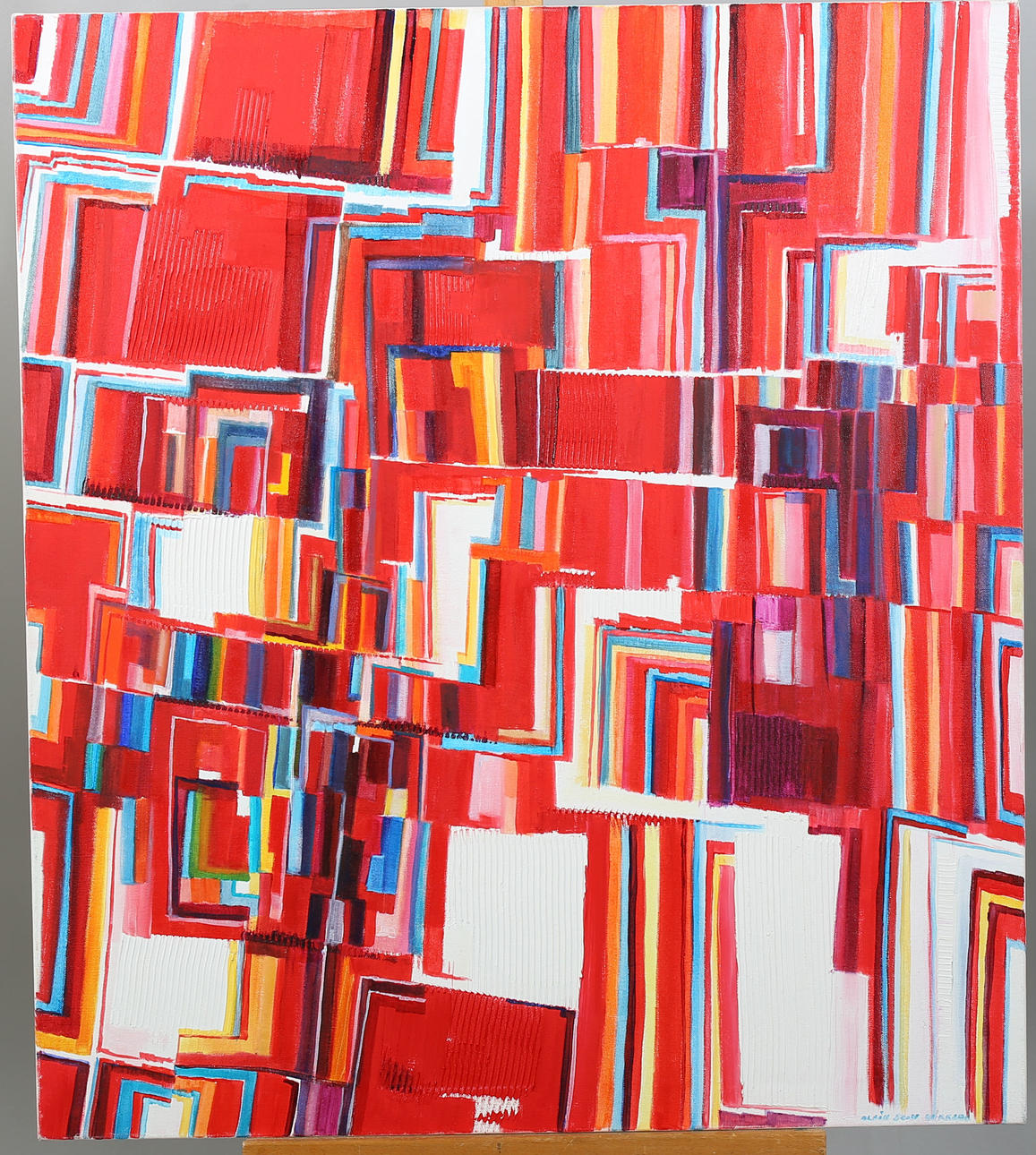 ALAIN JEAN GARRABÉ. Oil on canvas, "Red", "Reykjavik", signed, dated 2010.
