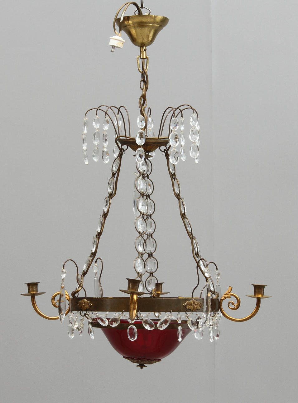 LJUSKRONA, med 4 st ljusarmar, empirestil, 1900-tal.