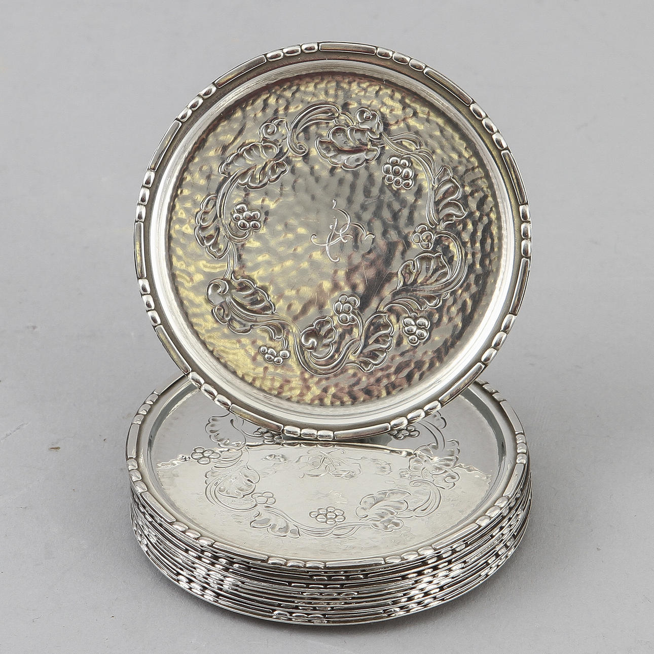 GLASUNDERLÄGG, 11 st, silver, Georg Jensen Danmark, Wendel A/S.