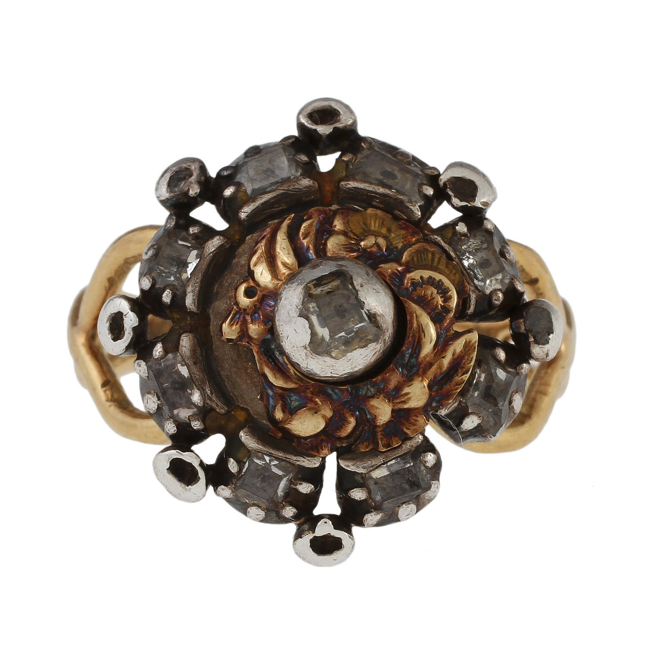 RING, silver, 18k guld samt diamanter, 1938. 6,2 gram.