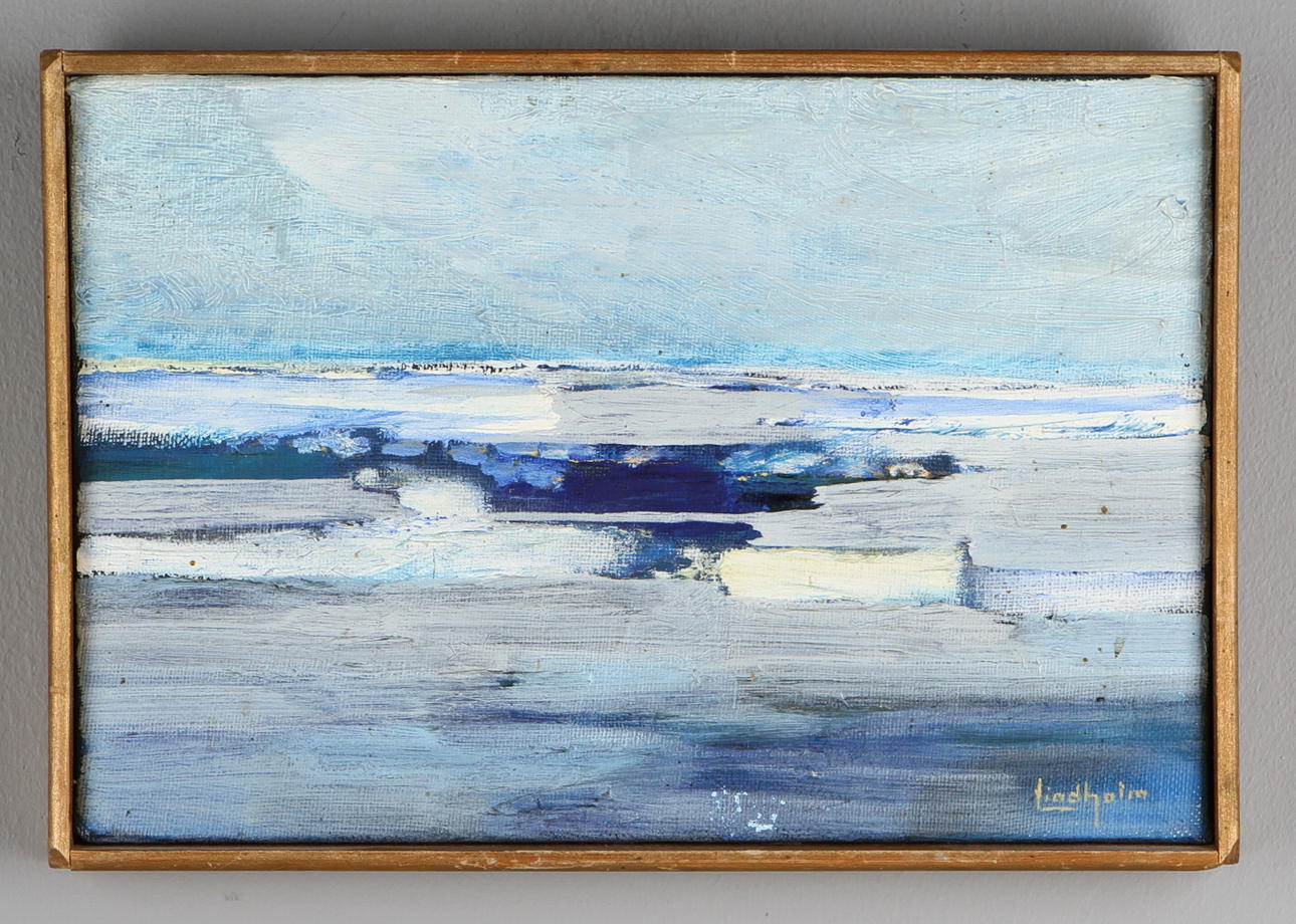 BO "BOSSE" LINDHOLM. "Hav", olja på duk, signerad Lindholm.