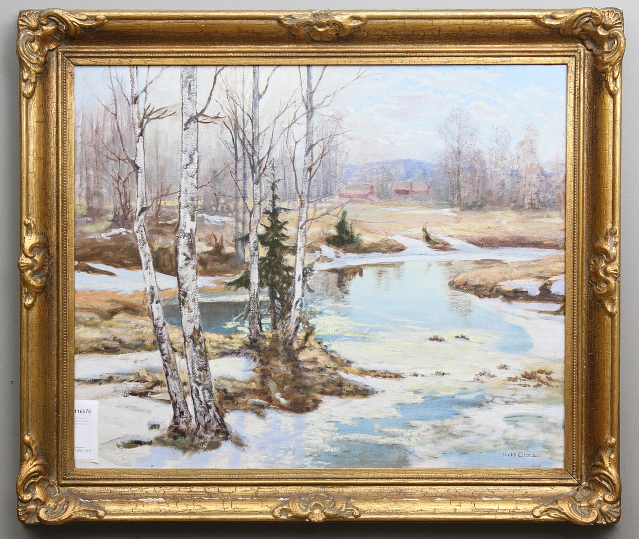 NILS OLZON. Vårvinter med vattendrag.