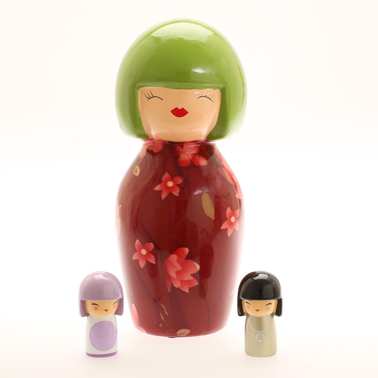 KOKESHI DOLLS, 3 pieces, ceramic.