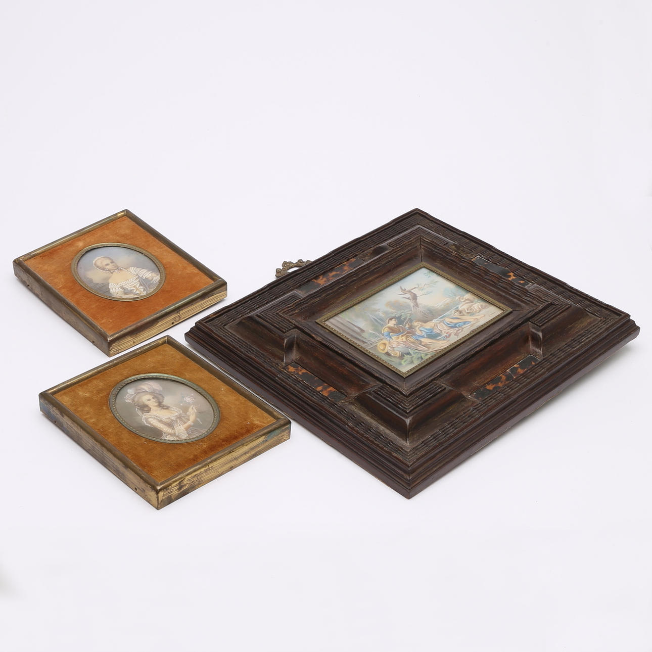 MINIATURE MALERIER, 3 stk, omkring 1900.