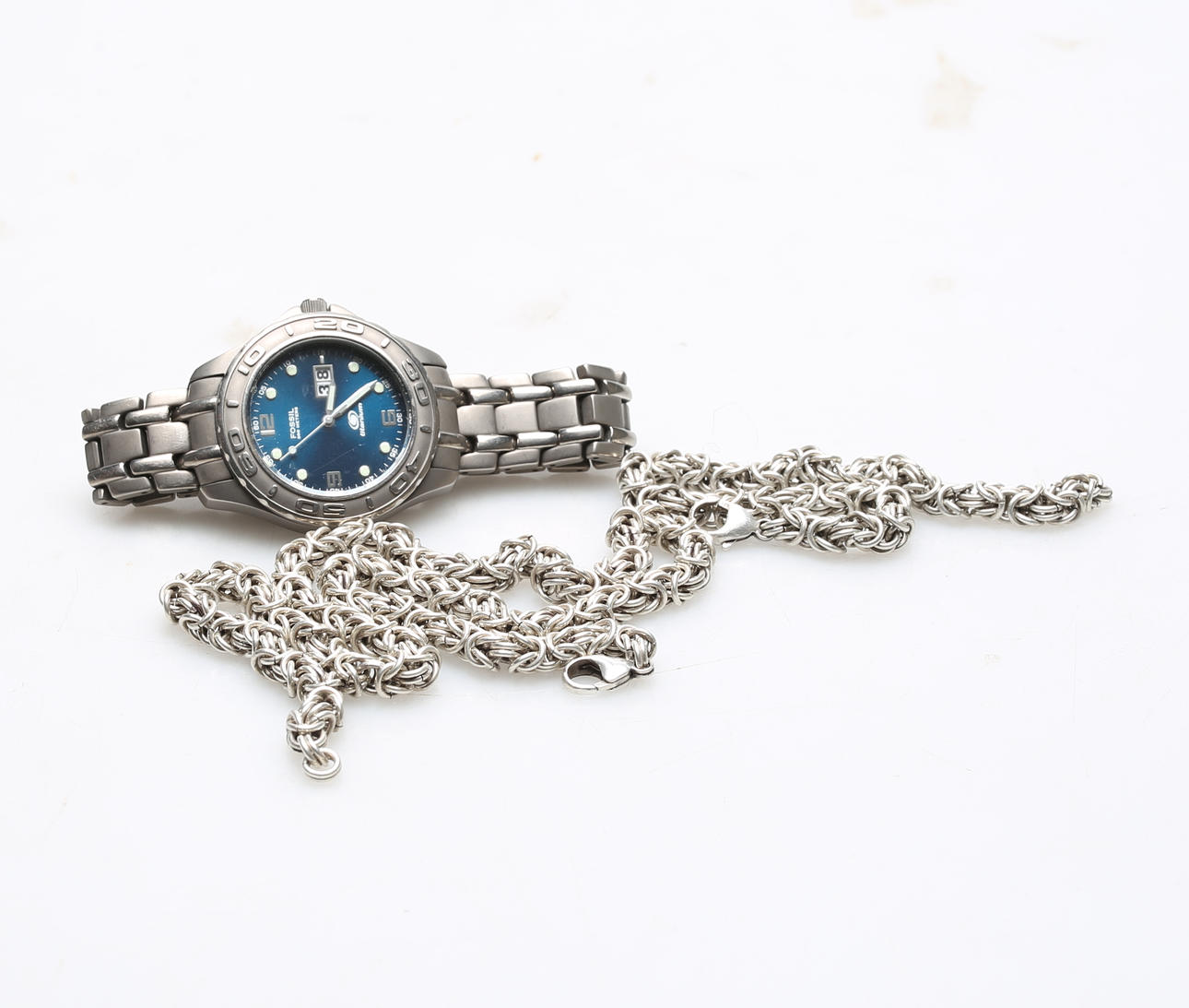 SCHMUCK, dreiteilig, Silber, Titan, Fossil.