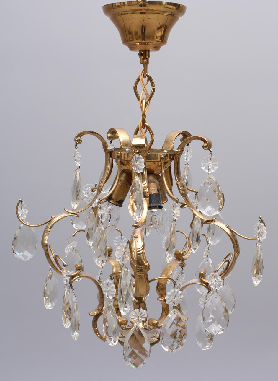 TAKARMATUR, mässing/prismor, 3 lampor, komplett.