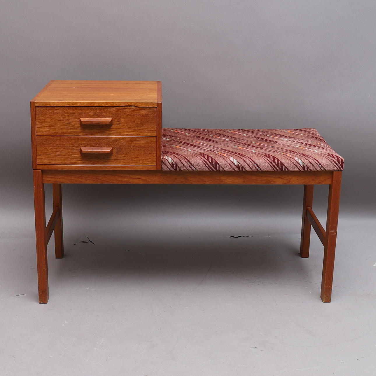 HALLMÖBEL med sittplats, teak, 2 lådor.