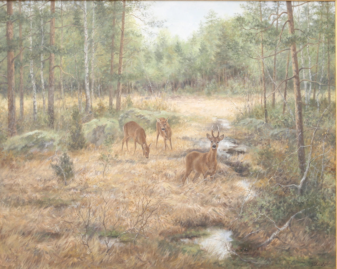 JAROSLAV CHUDY. Deer, oil on canvas signed.
