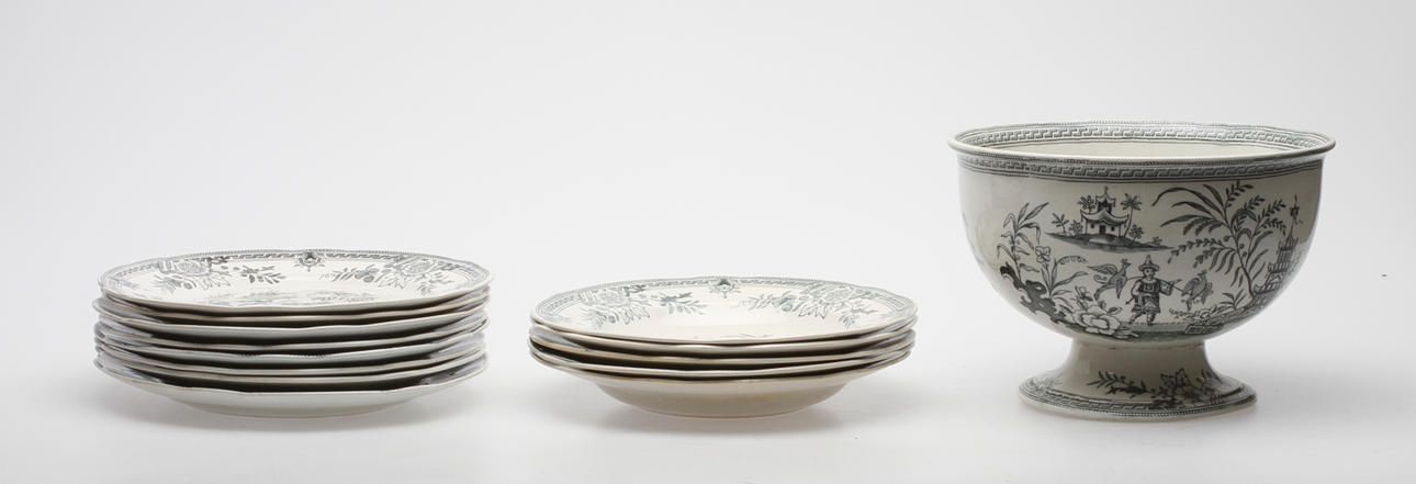 SERVISDELAR, 14 delar, "Singapore", Rörstrand, tidigt 1900-tal.