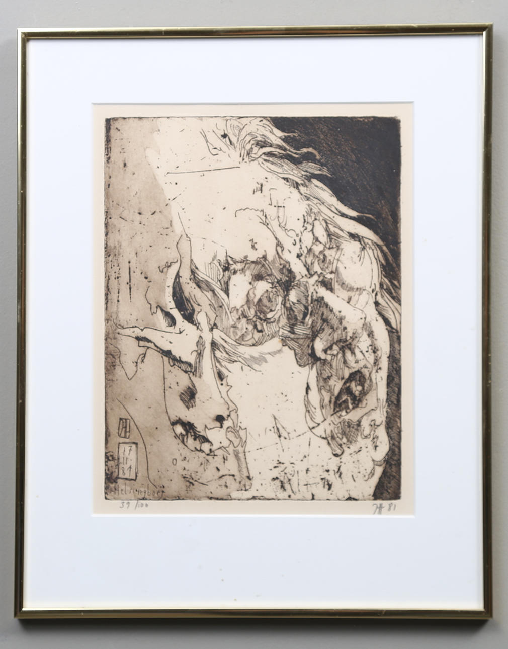 HORST JANSSEN. Etching, monogram signed, numbered 39/100 and dated 81.