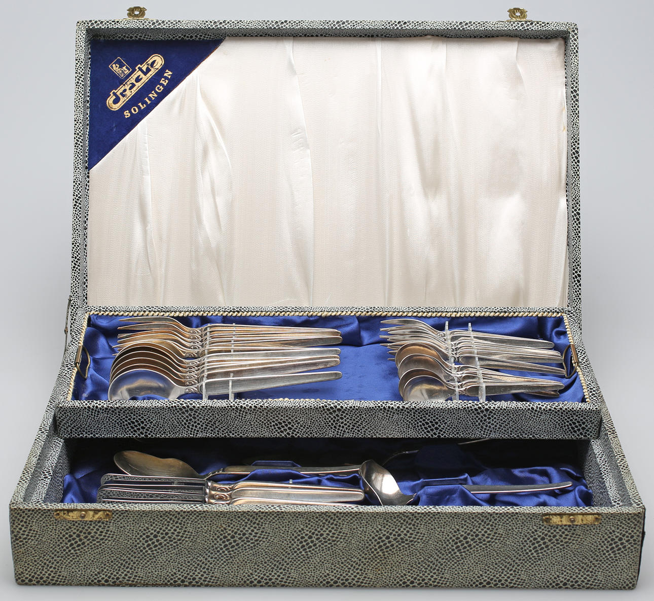 BESTICKUPPSÄTTNING I ORIGINAL SCHATULL, 36 delar, nysilver, Solingen, Tyskland.