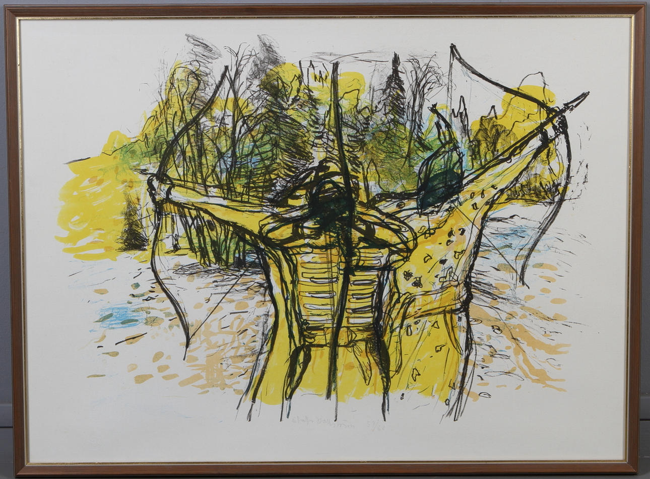 STAFFAN HALLSTRÖM. Bågskyttar, färglitografi, signerad och numrerad 57/60.