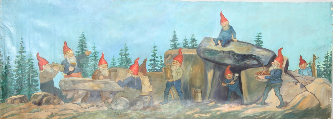 OKÄND KONSTNÄR. Tomtefest, olja på duk, osignerad, 1900-talets första hälft.