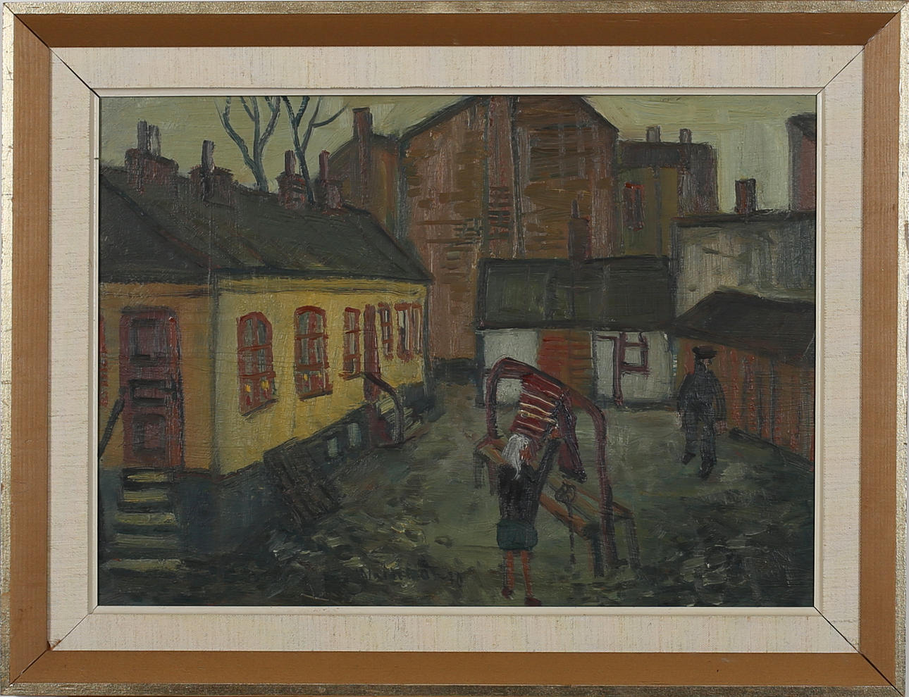 ÅKE WALDEMAR LARSSON. Jerusalemsgatan 5. Olja på pannå. Signerad.