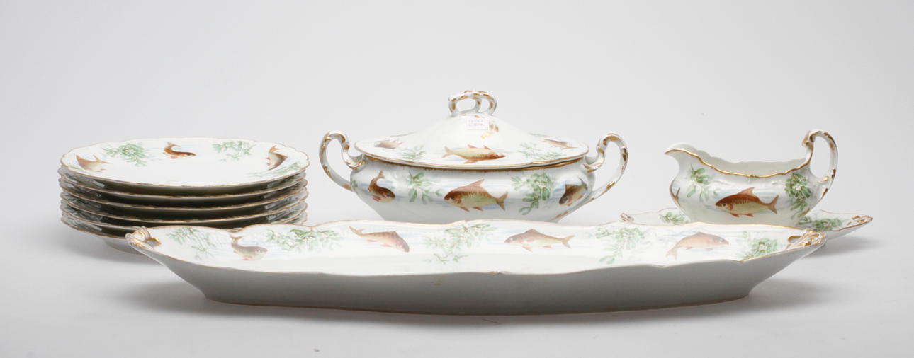 FISKSERVIS, porslin, Limoges, A Grené, 1900-tal.