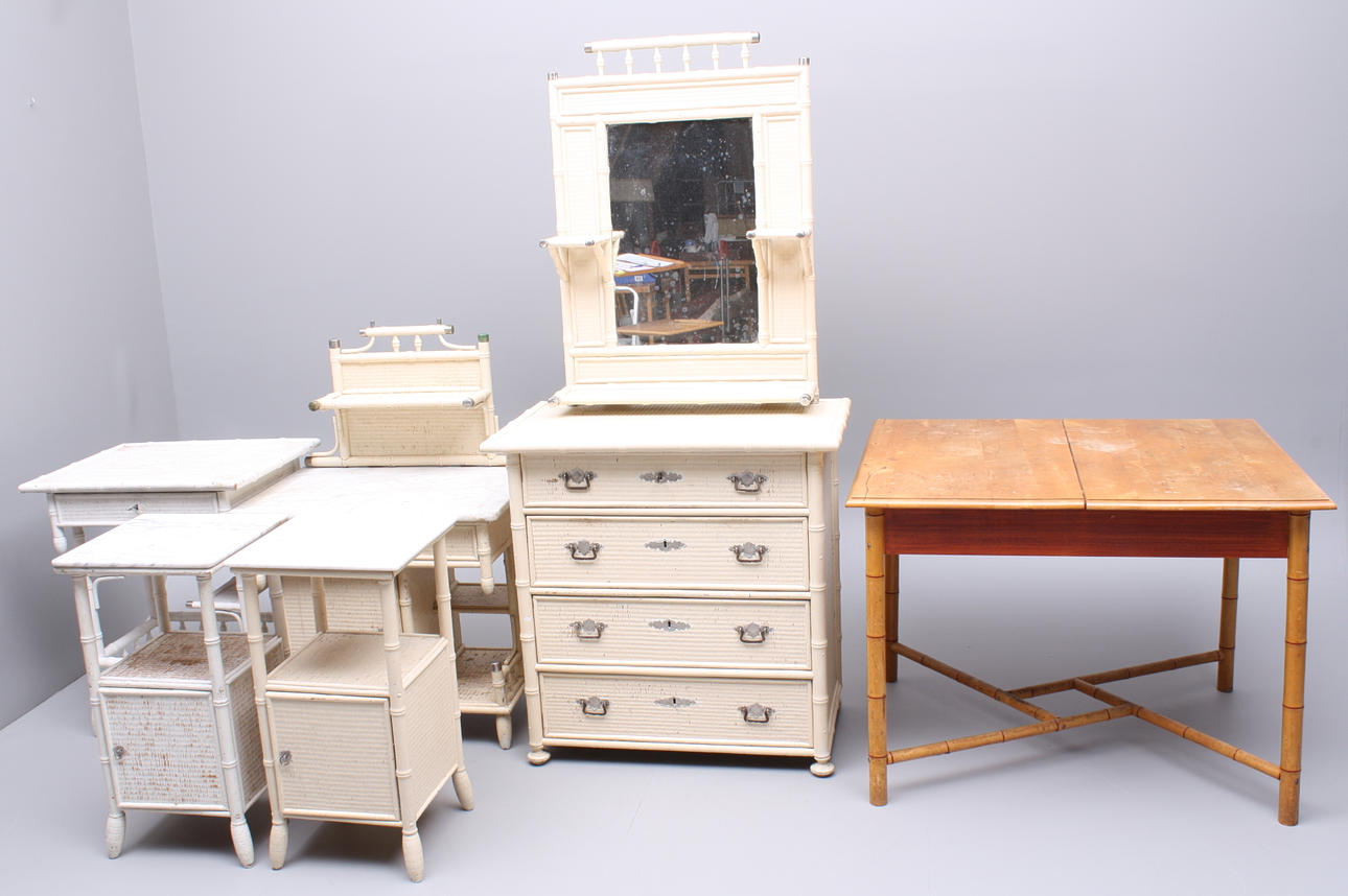 MÖBELGRUPP, 6 delar, bambustomme/trä.