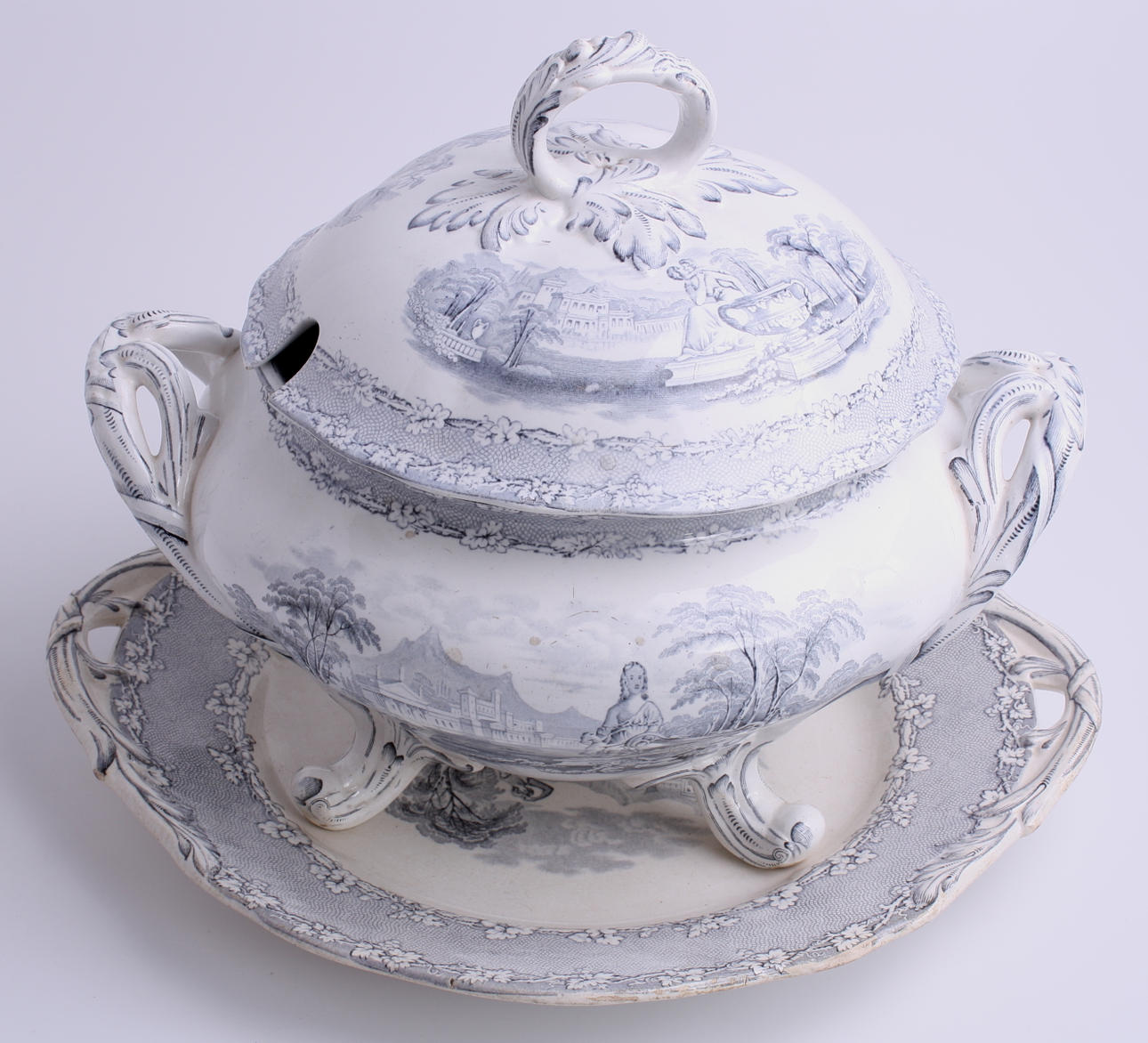 TERRIN med UNDERFAT, porslin, Ravenna-WB.