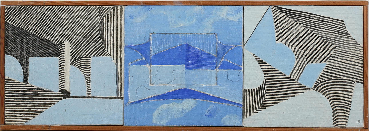 GUNNAR ODIN. "Lek med skvallerspegeln". Olja på uppklistrad duk. Signerad a tergo G Odin.