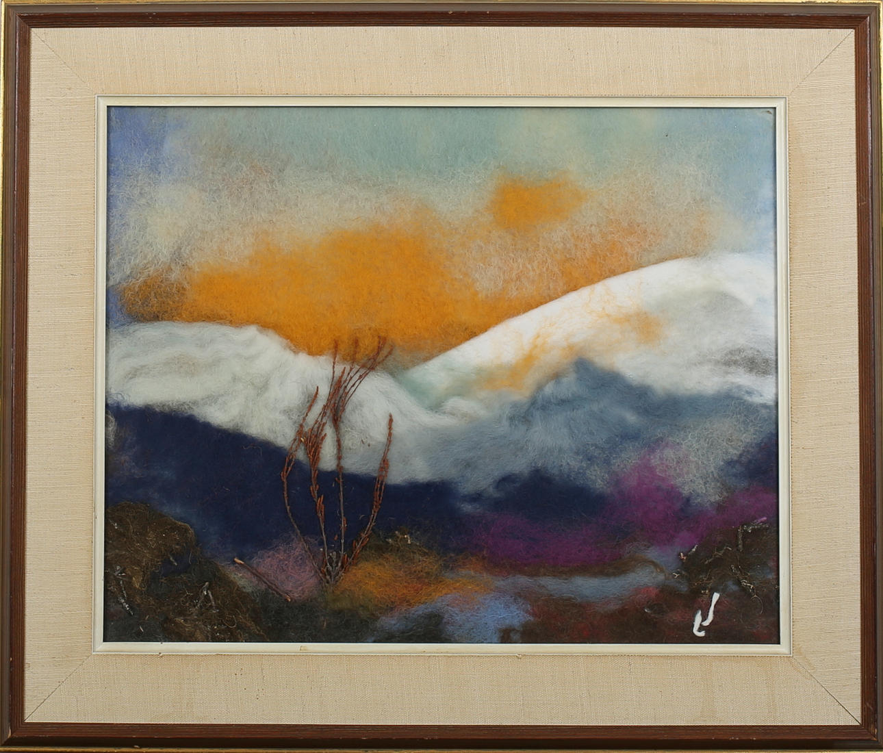 LISA JOHANSSON. Fjällandskap. Blandteknik. Signerad L J.