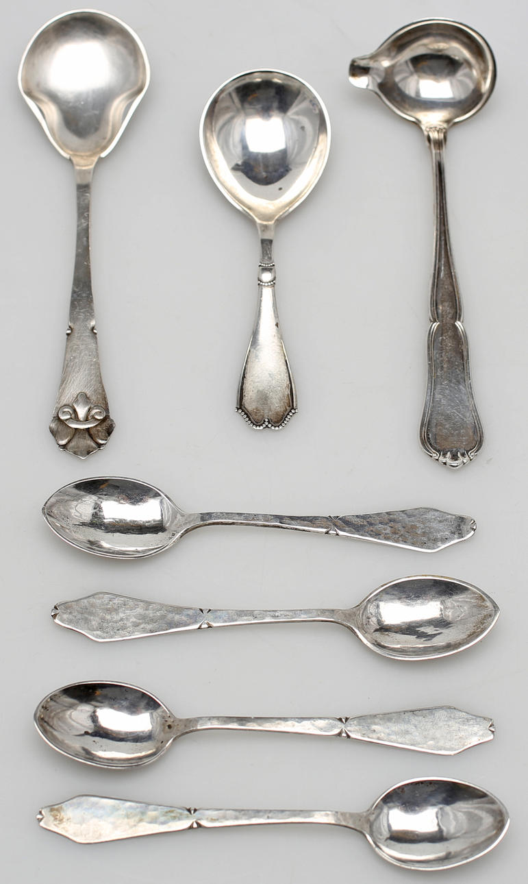 SKEDAR, 7 delar, silver, Denmark,1920-1935.
