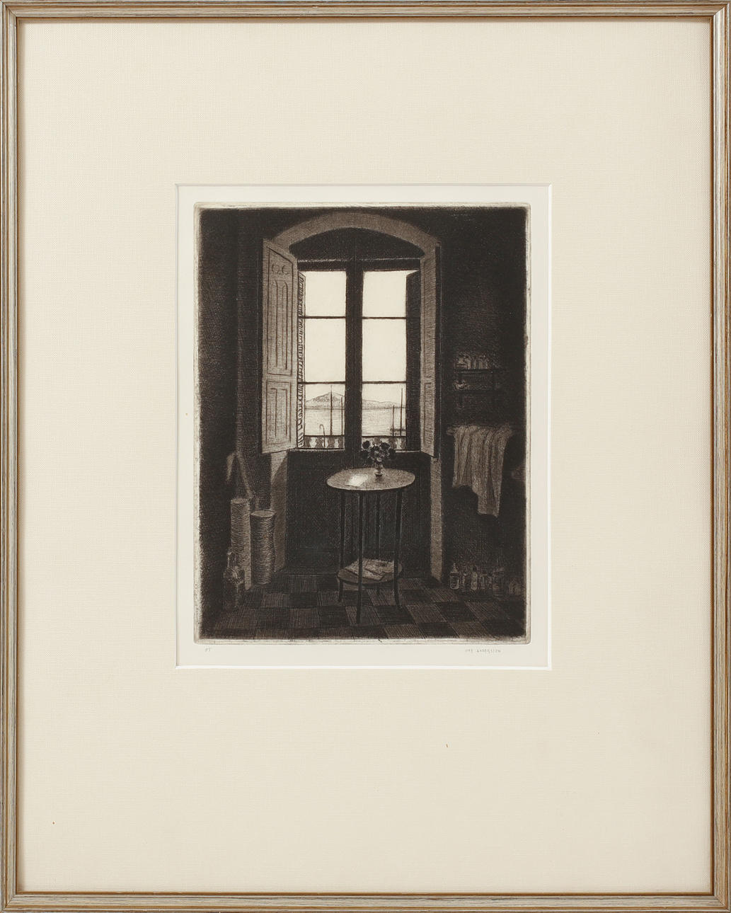 IVAR ANDERSSON. Interiör, etsning, sign.