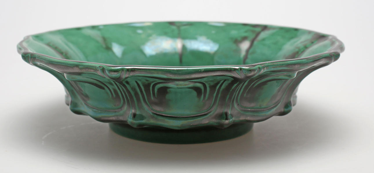 SKÅL, glaserat lergods, Edvin Ollers, S:t Erik Lervarufabrik, Upsala, 1920-talets mitt.