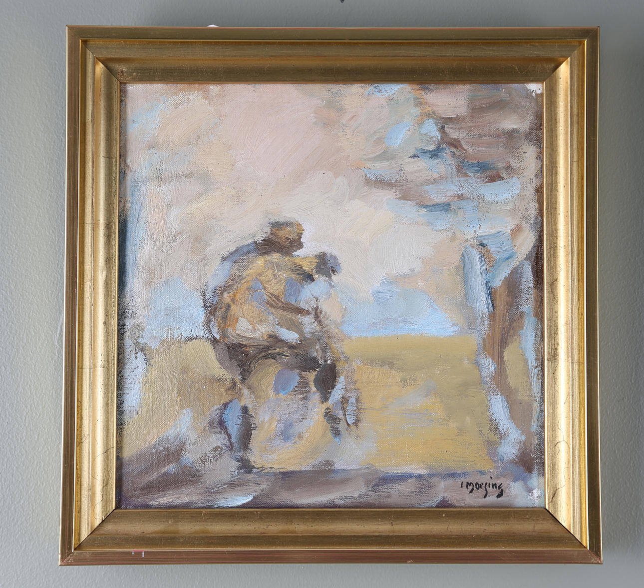 IVAR MORSING. "På väg till vinfälten", olja på duk. Signerad.