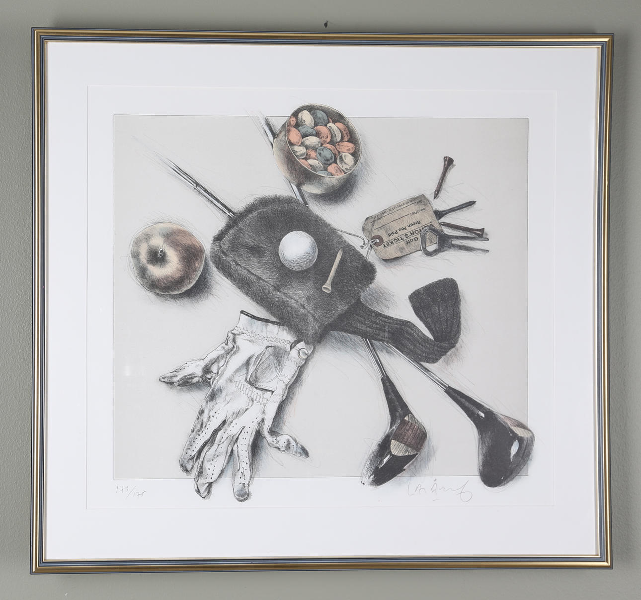 LASSE ÅBERG. LITOGRAFI, "Musse i form av golfkompostion", signerad.