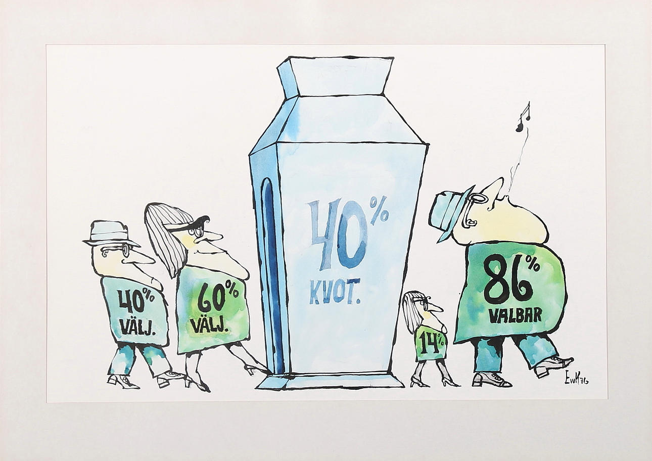 EWERT KARLSSON (EWK). Blandteknik på papper, Monogramsignerad och daterad -76.