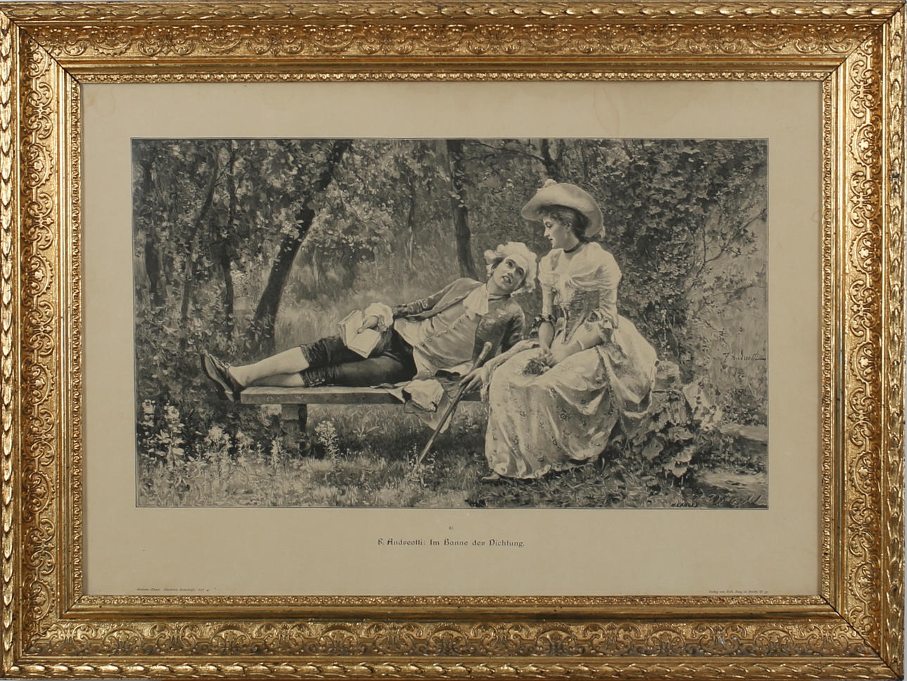 OIDENTIFIERAD KONSTNÄR. "Im Banne der Dichtung". Litografiskt tryck.