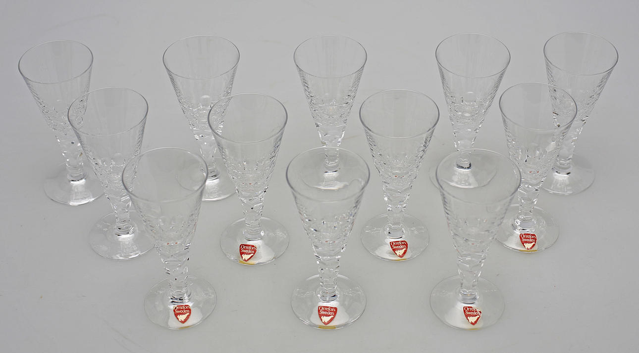 SNAPSGLAS, 12 st, glas, Carina, Ingeborg Lundin, Orrefors.