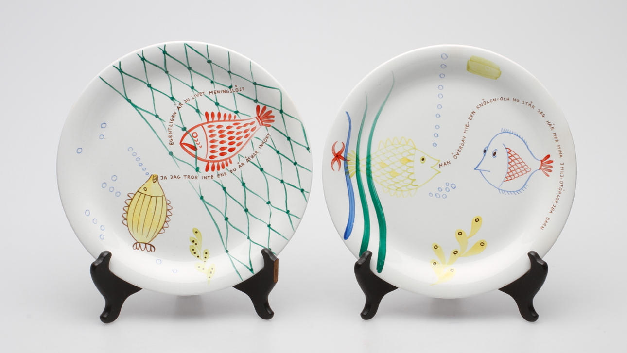 TALLRIK, 2st, "Löja", Stig Lindberg, Gustavsberg.