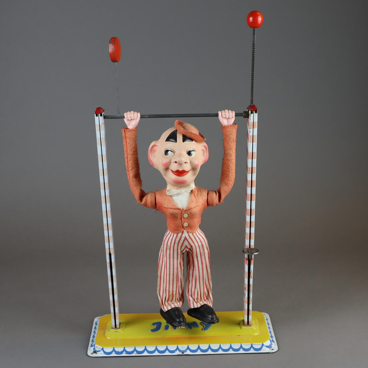 Jouet Ancien Clown Acrobate "The Swingers" (années 70) - Action Mécanique, Yeux Roulants - Occasion Fonctionnel