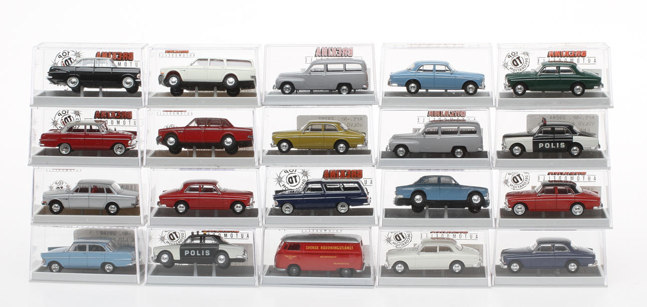 MODELLBILAR BREKINA 20 stycken passande svensk modelljärnväg. Originalkartong (D).