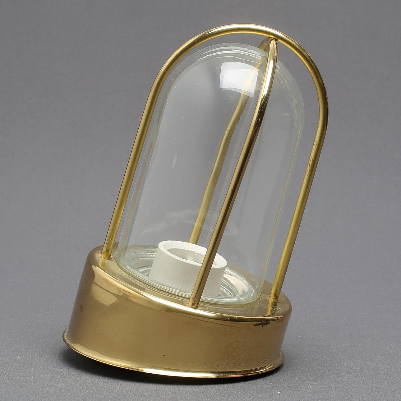 SHIP LAMP, wall model, brass with glass dome, 2000s.