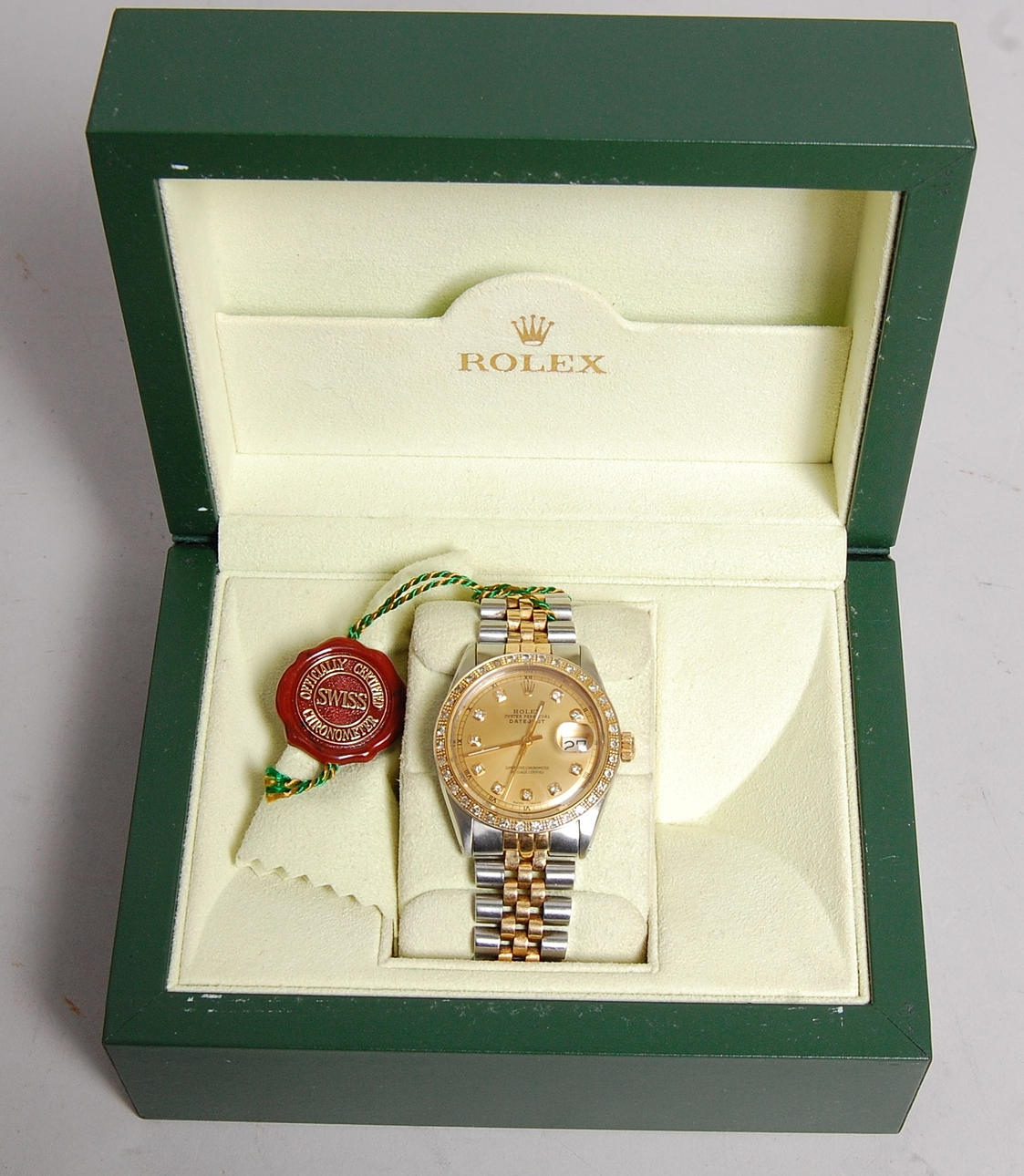 ROLEX, herrur, Oyster Perpetual, Datejust, 18 K guld, stål, diamanter.