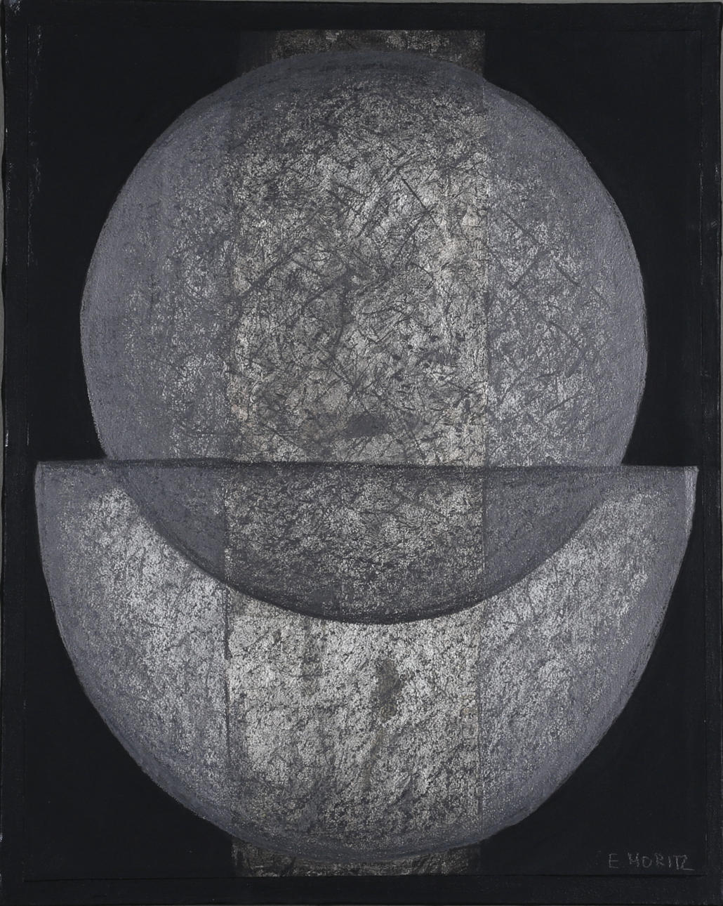 ELISABETH MORITZ. mixed media on canvas, signed.