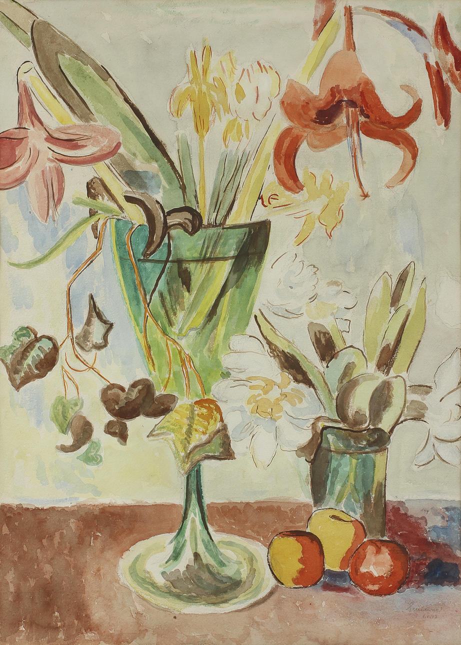 ISAAC GRÜNEWALD (1889-1946). Blomsterstilleben. Akvarell.