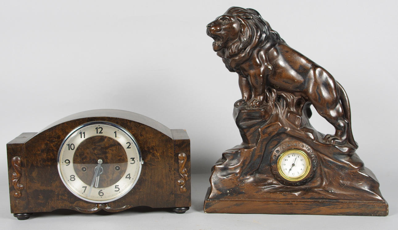 BORDSUR, 2 stycken, trä/gips, bl.a. Junghans.