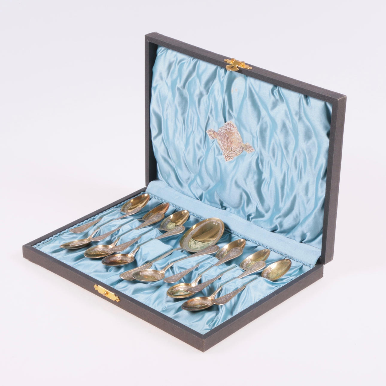 SPOONS, 13 pcs. Silver with gilding, Wollenweber, Munich.