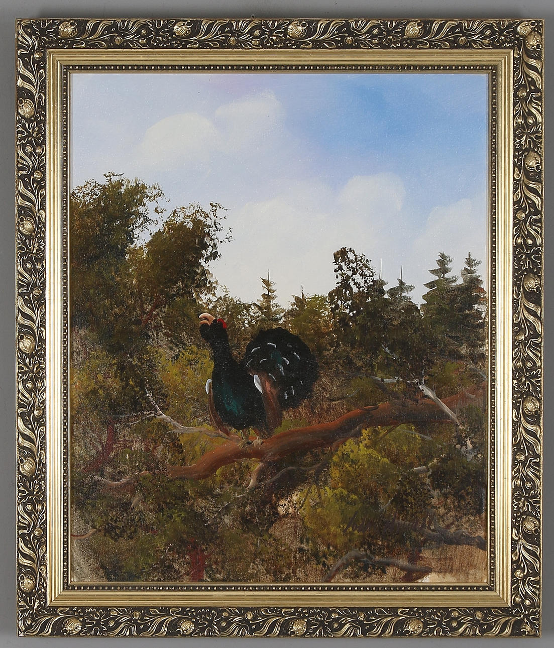 JOHAN ARVALL. Tjäder, olja på duk, singerad.