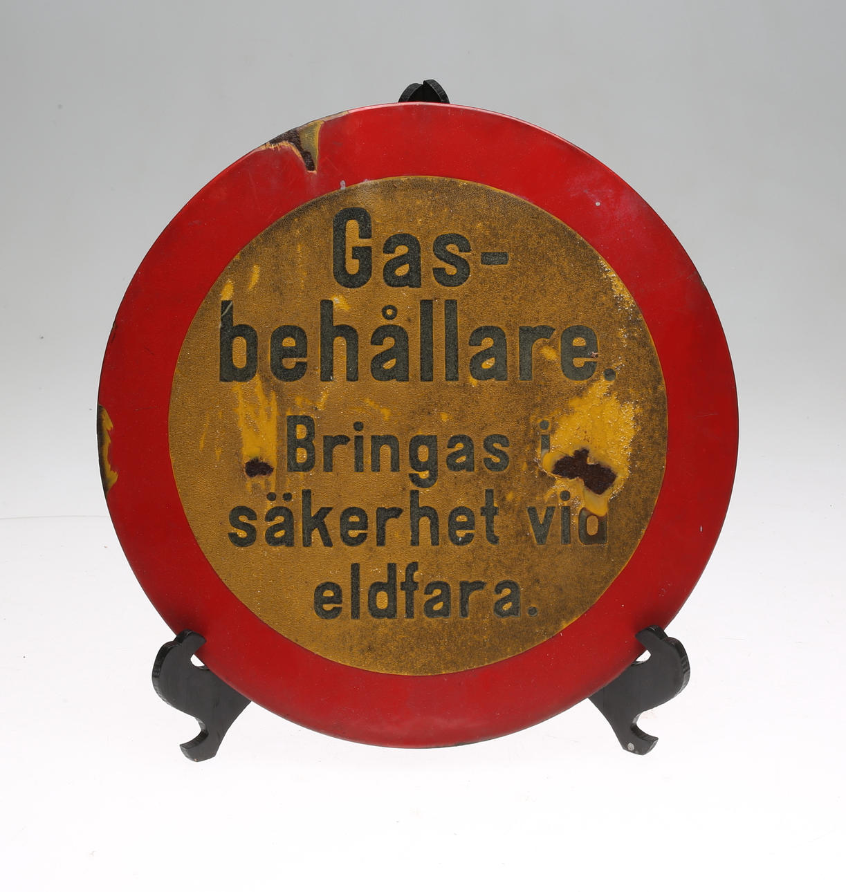 ENAMEL PLATE, Gas container.
