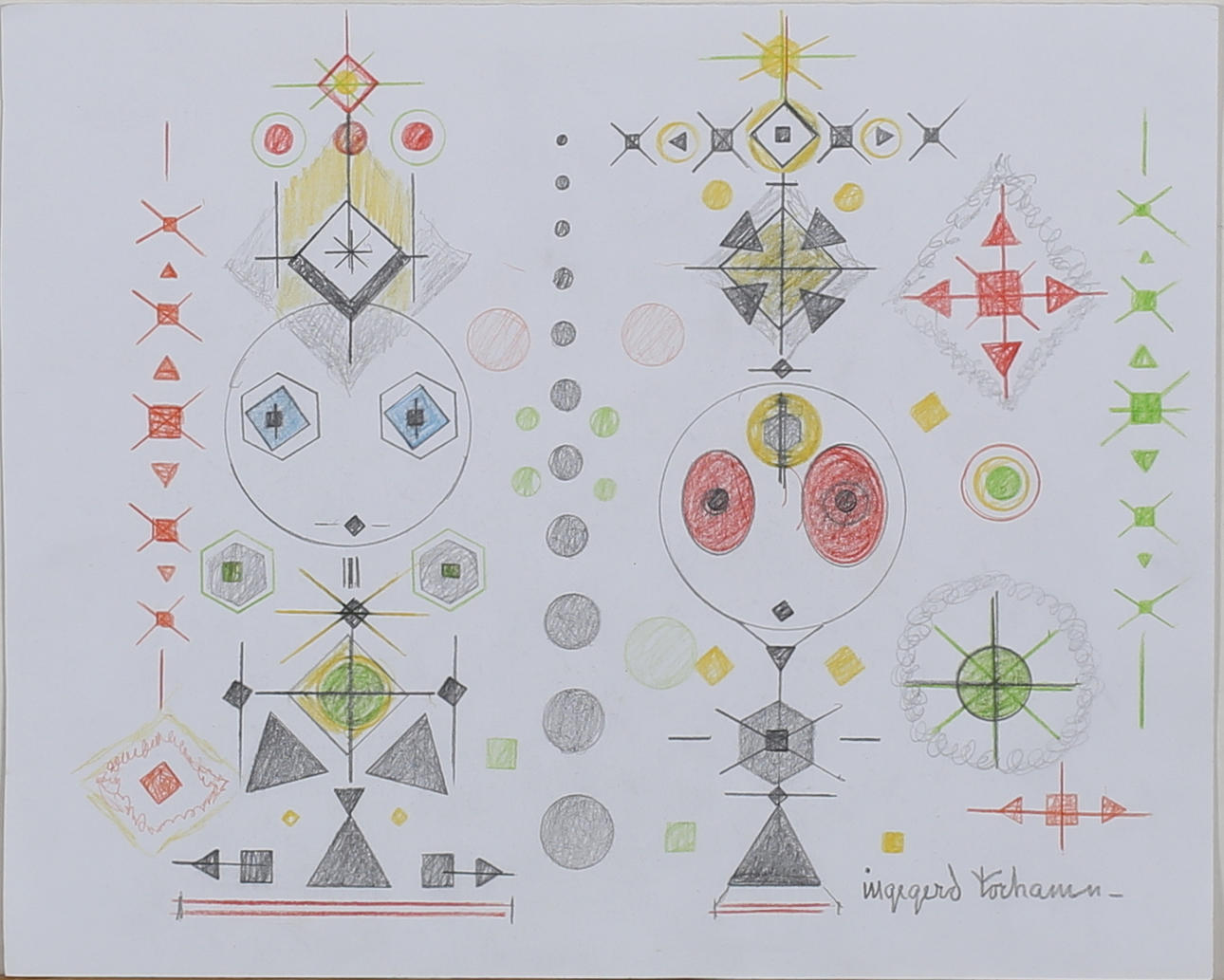 INGEGERD TORHAMN. Komposition. Krita. Signerad.